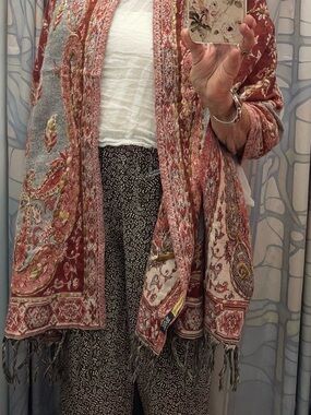 Windhorse Paisley Scarf Shawl Wrap Red 74" x 24.5" LIKE NEW
